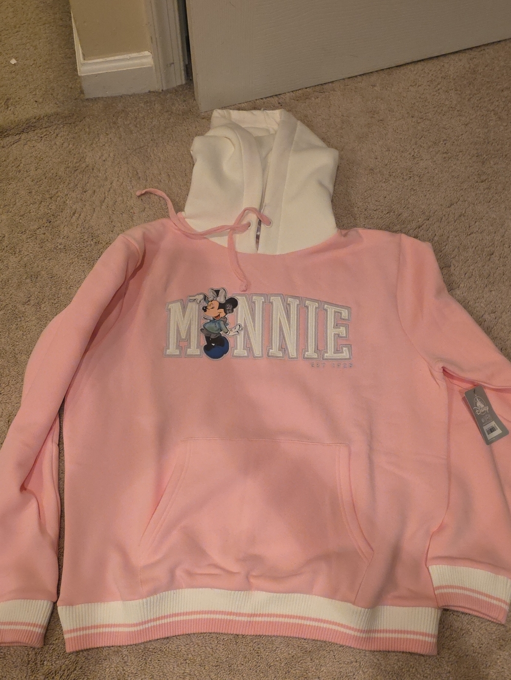 Disney Pink and White Minnie Pullover Hoodie